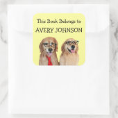 Gouden Retriever Gepersonaliseerde Boekenplaat Vierkante Sticker (Tas)
