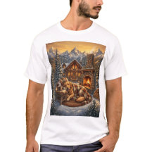 Gouden Retriever Gezellige Blokhut T-Shirt