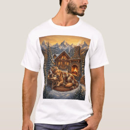 Gouden Retriever Gezellige Blokhut T-Shirt