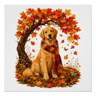 Gouden Retriever Gezellige Herfst Thanksgiving Perfect Poster