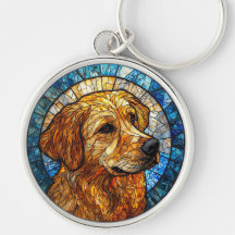 Gouden Retriever Glas-in-Lood Kunstwerk