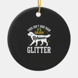 Gouden Retriever Glitter Hondenhaar Ontwerp Keramisch Ornament