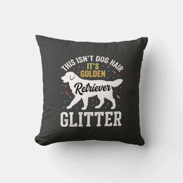 Gouden Retriever Glitter Hondenhaar Ontwerp Kussen (Voorkant)