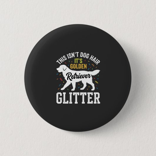 Gouden Retriever Glitter Hondenhaar Ontwerp Ronde Button 5,7 Cm (Voorkant)