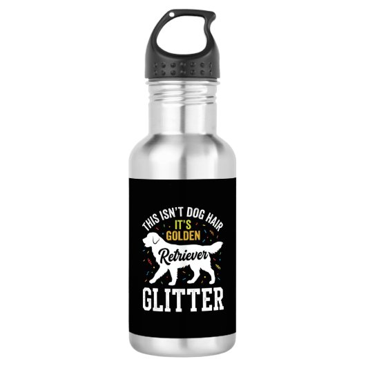 Gouden Retriever Glitter Hondenhaar Ontwerp Waterfles (Voorkant)