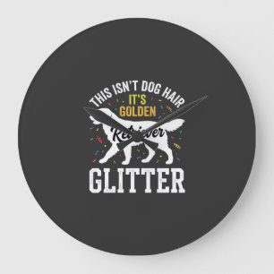 Gouden Retriever Glitter Hondenhaarontwerp Grote Klok