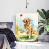 Gouden Retriever Golf Waterverf Poster 