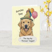 Gouden Retriever Gotcha-dag viering Kaart (Gele Bloem)