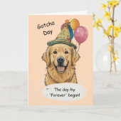 Gouden Retriever Gotcha-dag viering Kaart (Gele Bloem)