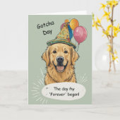 Gouden Retriever Gotcha-dag viering Kaart (Gele Bloem)
