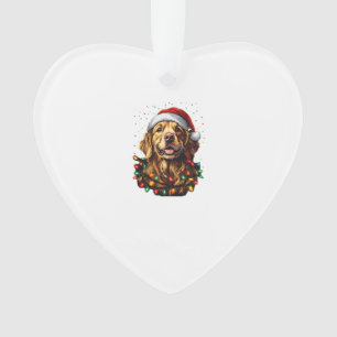 Gouden Retriever Grappige hond Kerstman Mutse lig Ornament
