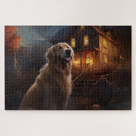 Gouden Retriever Halloween Eng Legpuzzel (Horizontaal)