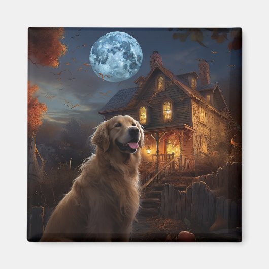 Gouden Retriever Halloween Eng Magneet (Voorkant)