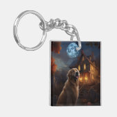 Gouden Retriever Halloween Eng Sleutelhanger (Voorkant Links)