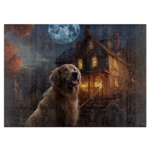 Gouden Retriever Halloween Eng Snijplank (Voorkant)