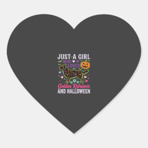 Gouden Retriever Halloween Meisje Pompoen Hond Ont Hart Sticker
