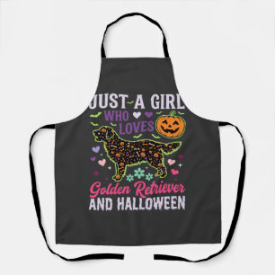 Gouden Retriever Halloween Meisje Pompoen Hond Ont Schort