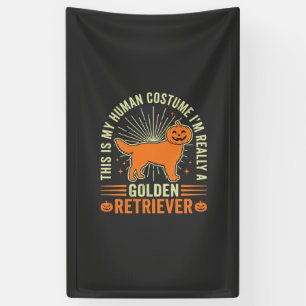 Gouden Retriever Halloween Menselijke Kostuum Vint Spandoek