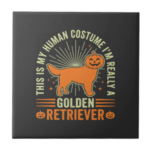 Gouden Retriever Halloween Menselijke Kostuum Vint Tegeltje