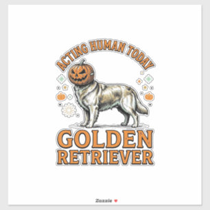 Gouden Retriever Halloween Pompoen Hond Kostuum Sh Sticker