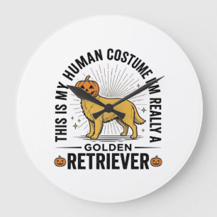 Gouden Retriever Halloween Pompoen Kostuum Ontwerp Grote Klok