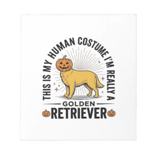 Gouden Retriever Halloween Pompoen Kostuum Ontwerp Notitieblok