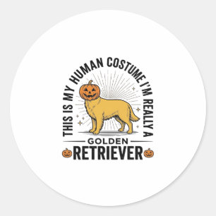 Gouden Retriever Halloween Pompoen Kostuum Ontwerp Ronde Sticker