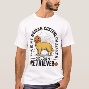 Gouden Retriever Halloween Pompoen Kostuum Ontwerp T-shirt