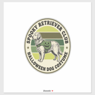 Gouden Retriever Halloween Vintage Kostuum Badge_1 Sticker