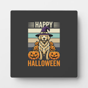 Gouden Retriever Halloween Vintage Pompoen Design Fotoplaat