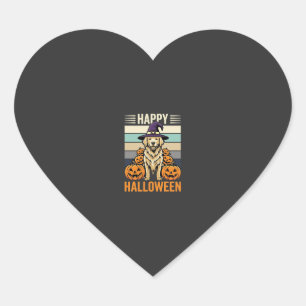 Gouden Retriever Halloween Vintage Pompoen Design Hart Sticker