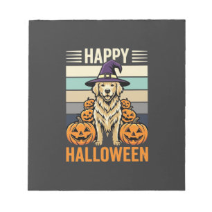 Gouden Retriever Halloween Vintage Pompoen Design Notitieblok