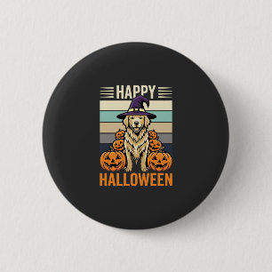 Gouden Retriever Halloween Vintage Pompoen Design Ronde Button 5,7 Cm