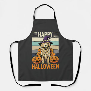 Gouden Retriever Halloween Vintage Pompoen Design Schort