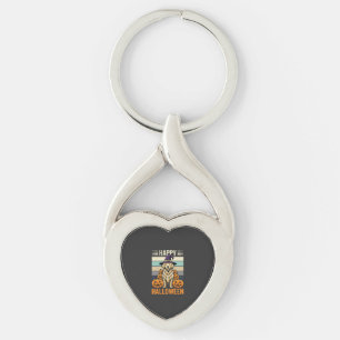 Gouden Retriever Halloween Vintage Pompoen Design Sleutelhanger
