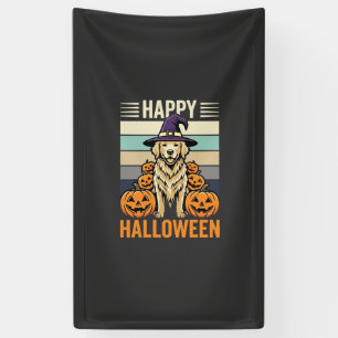 Gouden Retriever Halloween Vintage Pompoen Design Spandoek