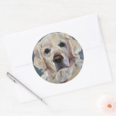 Gouden Retriever Handgeschilderd op Canvas Ronde Sticker (Envelop)