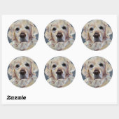 Gouden Retriever Handgeschilderd op Canvas Ronde Sticker (Vel)