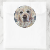 Gouden Retriever Handgeschilderd op Canvas Ronde Sticker (Tas)