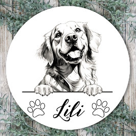 Gouden Retriever Handtekening Gepersonaliseerd Ronde Sticker