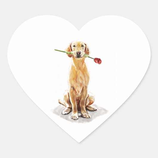 Gouden Retriever Hart Sticker (Voorkant)