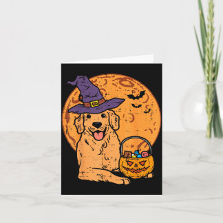 Gouden Retriever Heks Maan Jack O Lantern Kaart