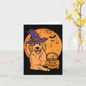 Gouden Retriever Heks Maan Jack O Lantern Kaart (Gele Bloem)
