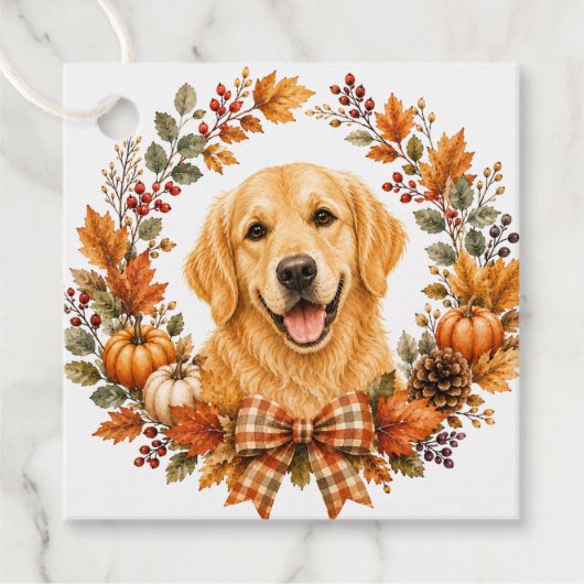 Gouden Retriever Herfst Bedankjes Labels (Voorkant)