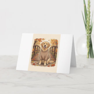 Gouden Retriever Herfst brug scène Wenskaart Kaart