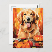 Gouden Retriever Herfst Thanksgiving  Briefkaart (Voorkant / Achterkant)
