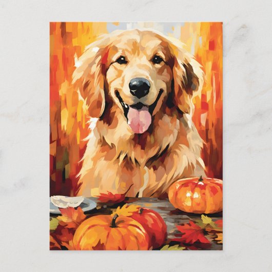 Gouden Retriever Herfst Thanksgiving  Briefkaart (Voorkant)