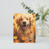 Gouden Retriever Herfst Thanksgiving  Briefkaart (Staand voorkant)