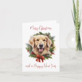 Gouden Retriever Hond Aangepaste Feestelijke Kerst Feestdagen Kaart (Voorkant)