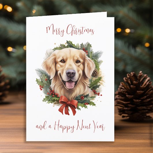 Gouden Retriever Hond Aangepaste Feestelijke Kerst Feestdagen Kaart